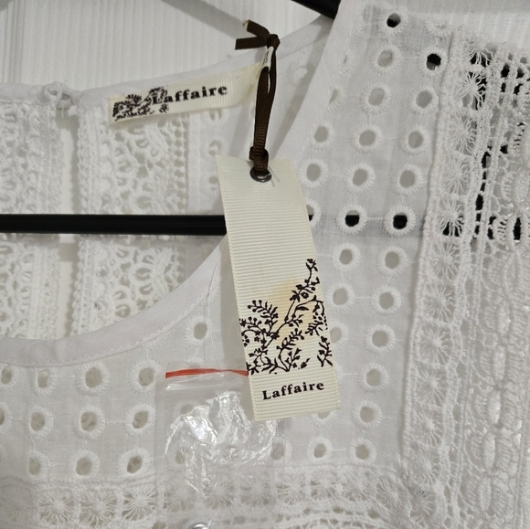 NEW Laffaire Crocheted Tank Top Women's Size Large White Cotton - Picture 11 of 15